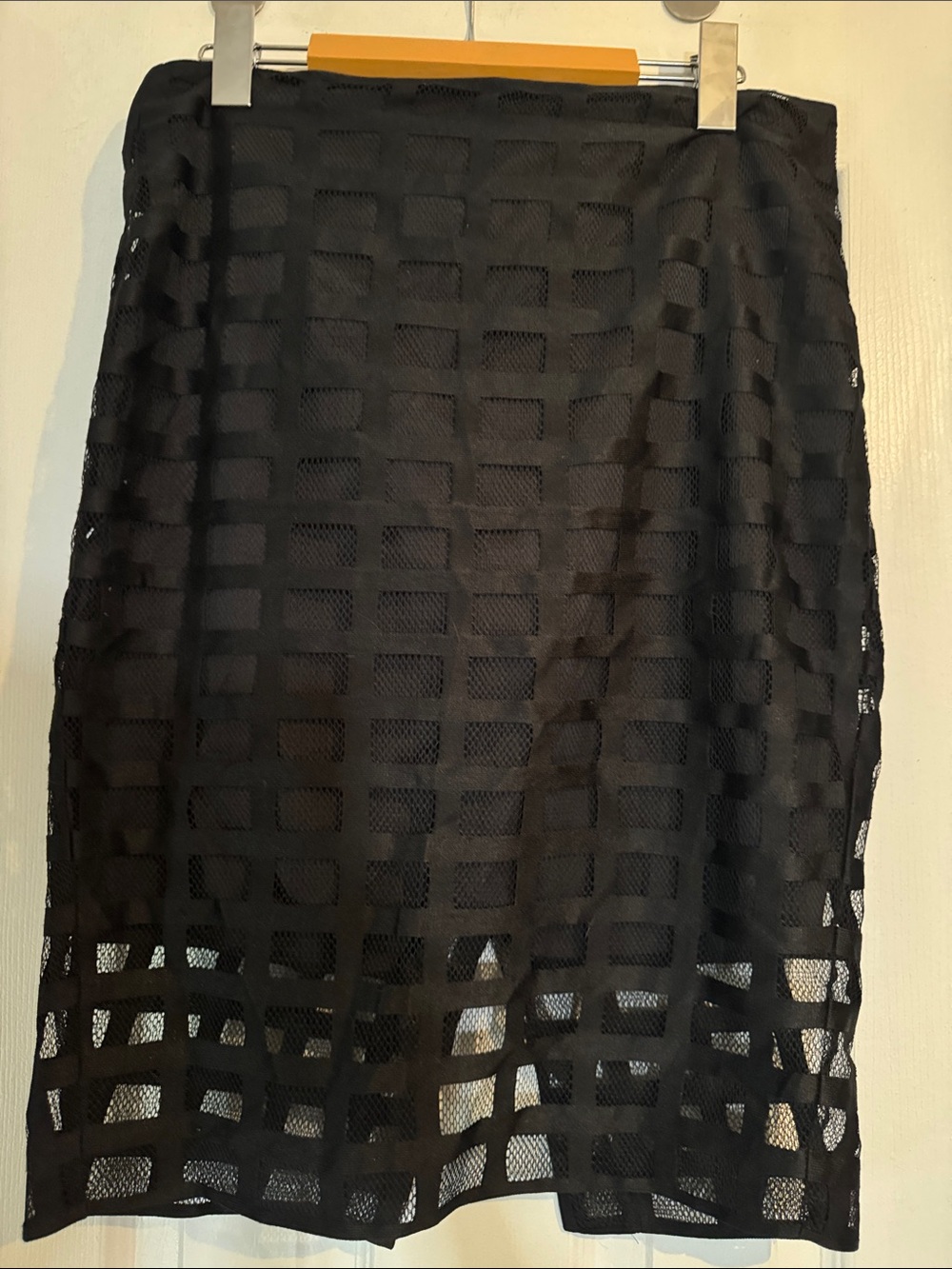 RW&CO Black Geometric Mesh Pencil Skirt Size 4